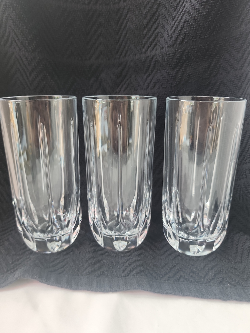 ROYAL DOULTON Mode Hiball Glasses x 3 Flames Optic Tumblers 12 OZ Retired Italy